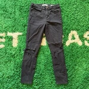 BULLHEAD DENIM CO HIGH RISE SKINniest Ankle Jeans Distressed Black Size 26